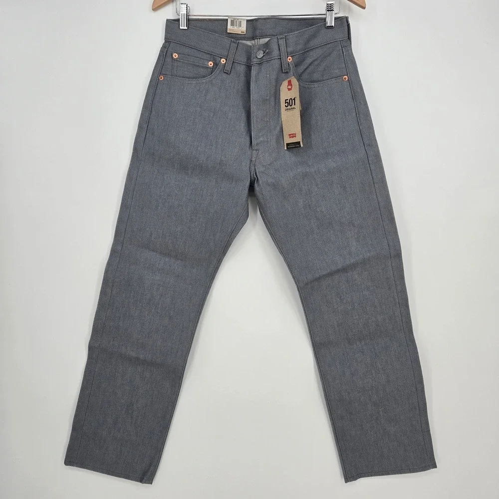 NWT Levi's 501 Original Gray Mens 31x30 Button Fly Denim Jeans Blank Red Tab